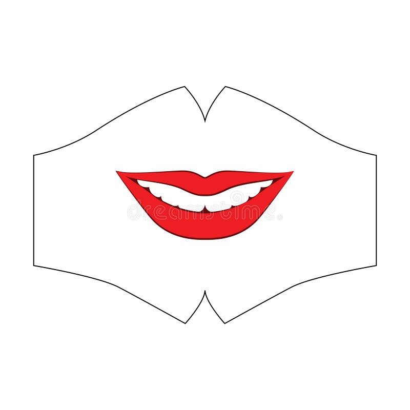 Медицинская маска с губами улыбки и teeths печать иллюстрация штока