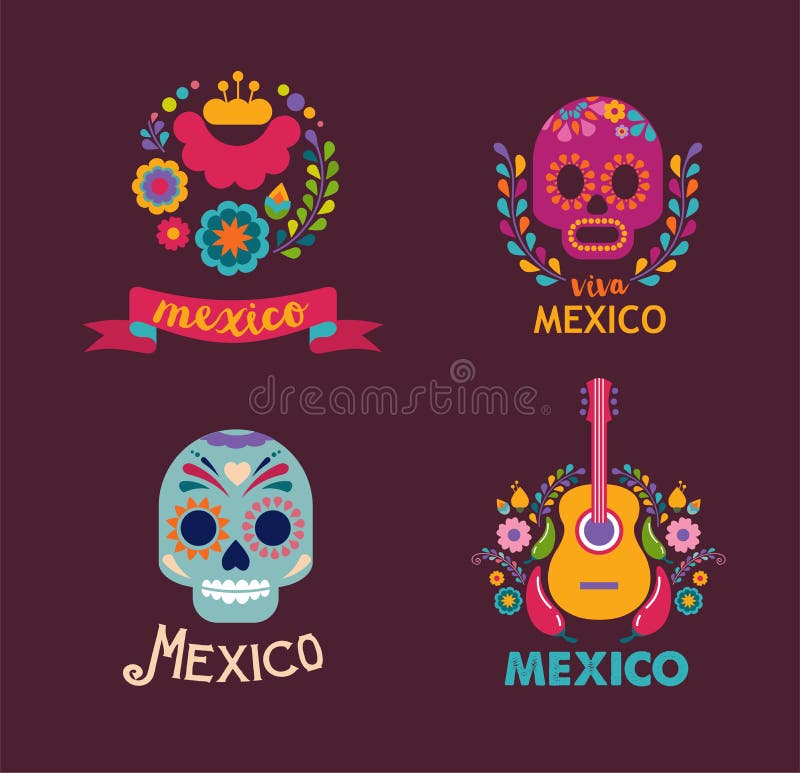 Мексиканськие элементы музыки, черепа и еды