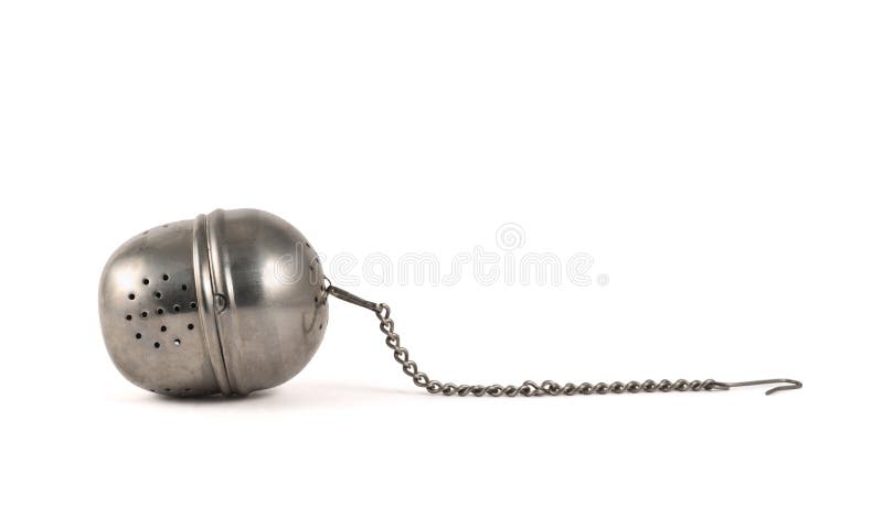 Металлическое изолированное infuser стрейнера чая стоковое фото rf Металлическое изолированное infuser стрейнера чая стоковое фото rf