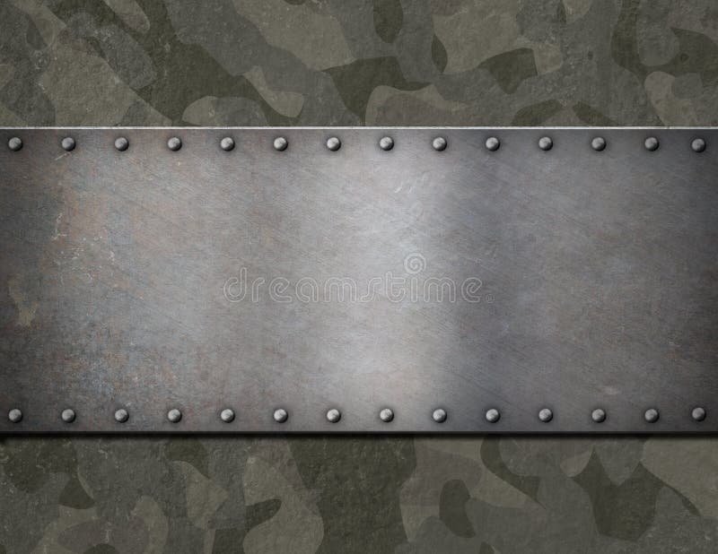 Металлическая пластинка металла над военной иллюстрацией панцыря 3d камуфлирования бесплатная иллюстрация