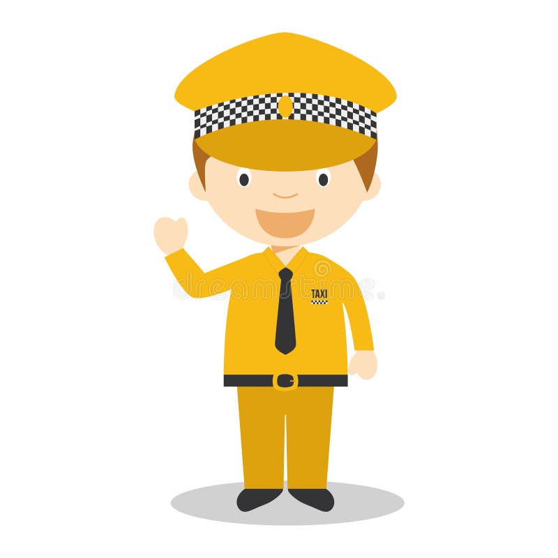 Водитель такси нося крышку Человек управляет автомобилем такси Значок ...