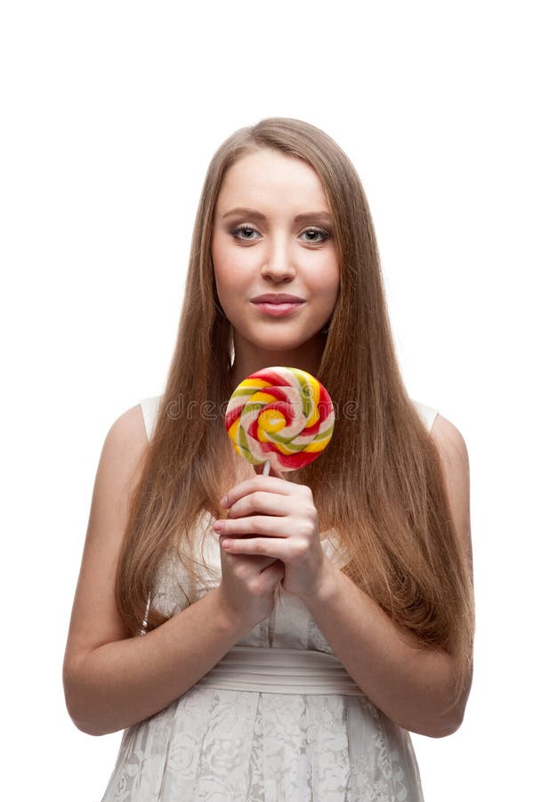 Девушка держа lollipop стоковые изображения