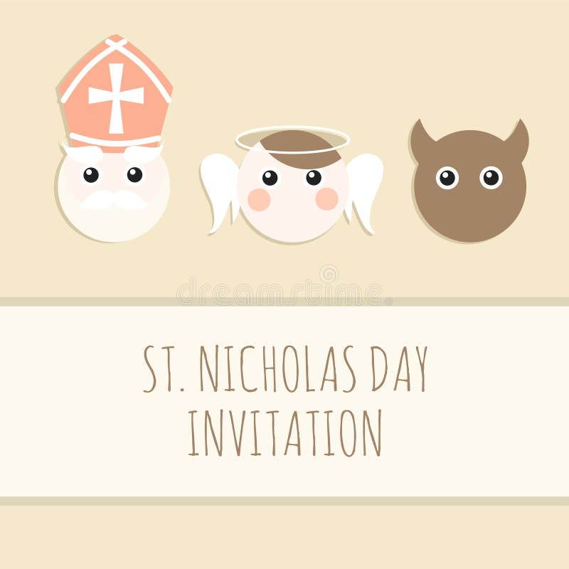 Милое St Nicholas с дьяволом и ангелом, рождественской открыткой иллюстрация вектора Милое St Nicholas с дьяволом и ангелом, рождественской открыткой иллюстрация вектора