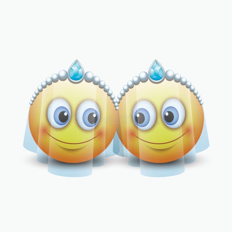 Милые пожененные пары смайликов получая - emoji - vector иллюстрация иллюстрация штока
