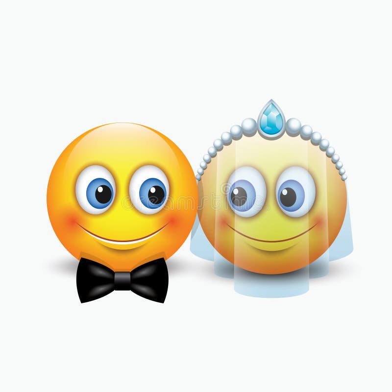 Милые пожененные пары смайликов получая - emoji - vector иллюстрация иллюстрация вектора