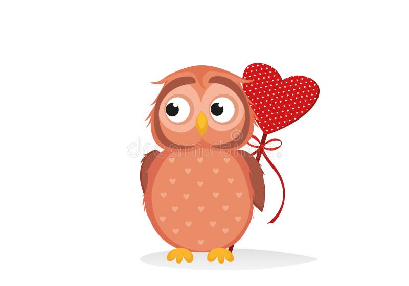 Милый owlet ждать для того чтобы дать сердцу подарок на день ` s валентинки иллюстрация штока Милый owlet ждать для того чтобы дать сердцу подарок на день ` s валентинки иллюстрация штока