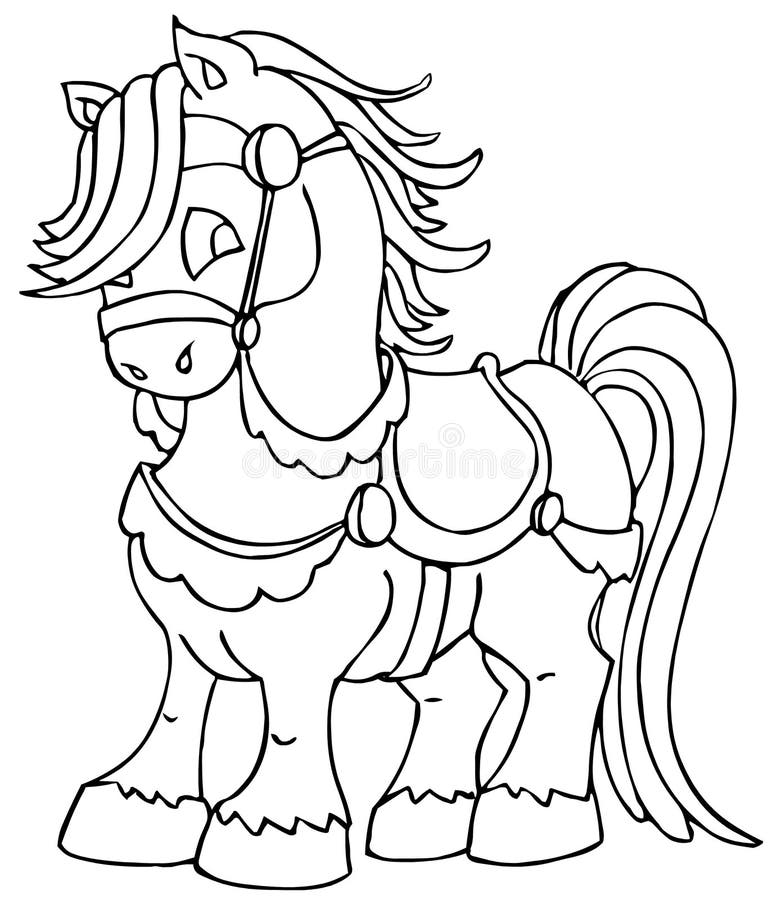 Cute little horse in line art. Cute little horse in line art