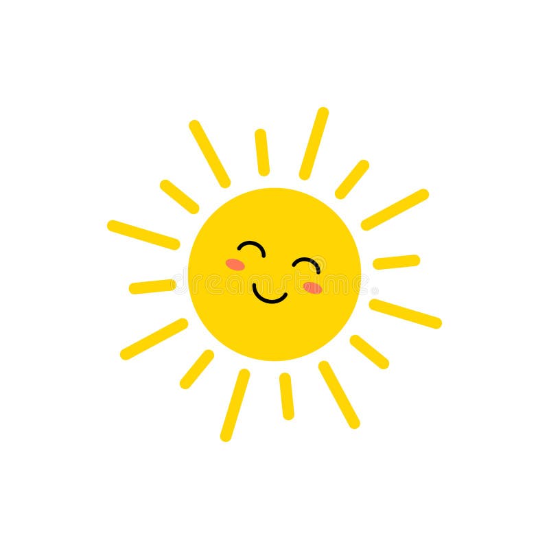 Солнце - значок вектора Милое желтое солнце со стороной Emoji Смайлик лета r бесплатная иллюстрация