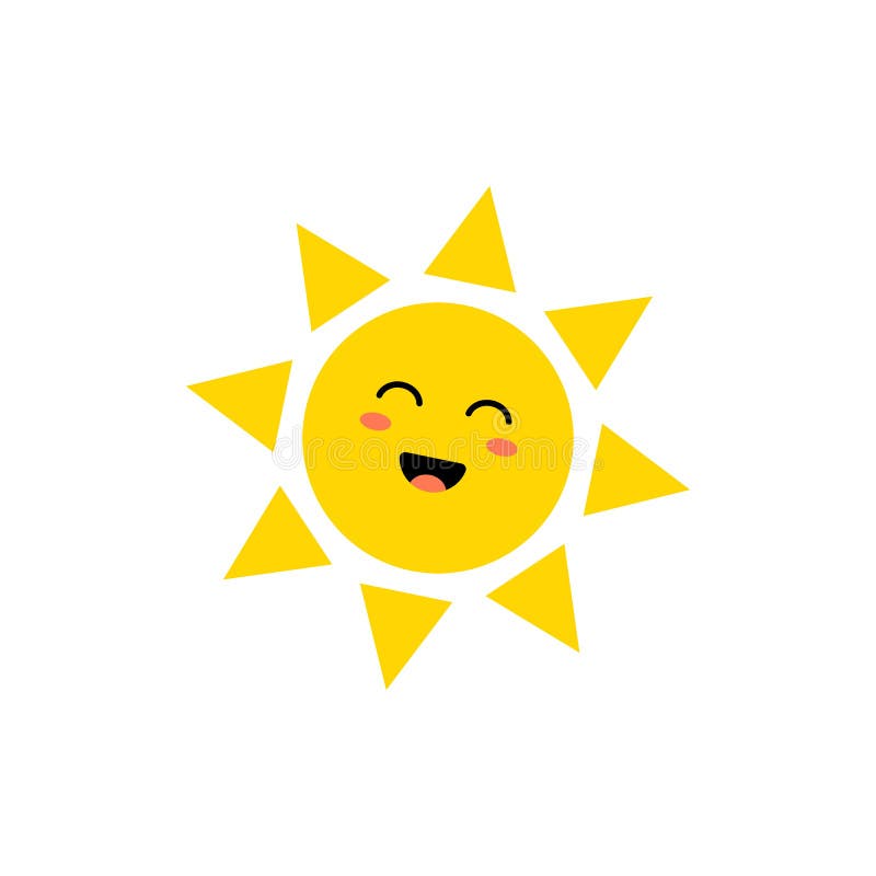 Солнце - значок вектора Милое желтое солнце со счастливой стороной Emoji Смайлик лета r иллюстрация вектора