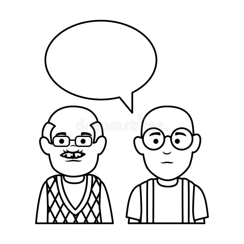 Cute grandfathers with speech bubble vector illustration design. Cute grandfathers with speech bubble vector illustration design
