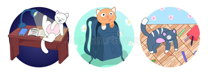 Милые иконы мультфильмов, которые установлены, возвращаются к школьной карте, учатся с домашними животными бесплатная иллюстрация Милые иконы мультфильмов, которые установлены, возвращаются к школьной карте, учатся с домашними животными бесплатная иллюстрация