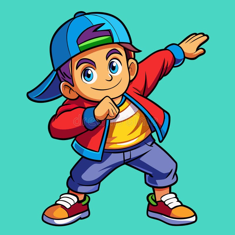 милый крутой мальчик dabbing поза мультфильм вектор иллюстрации иллюстрация штока