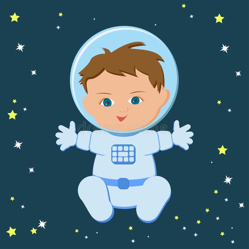 Милый сидя астронавт ребёнка в spacecuit и шлеме иллюстрация вектора Милый сидя астронавт ребёнка в spacecuit и шлеме иллюстрация вектора