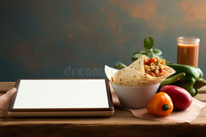 минималистичный пустой экран рядом с простой композицией tortilla иллюстрация вектора