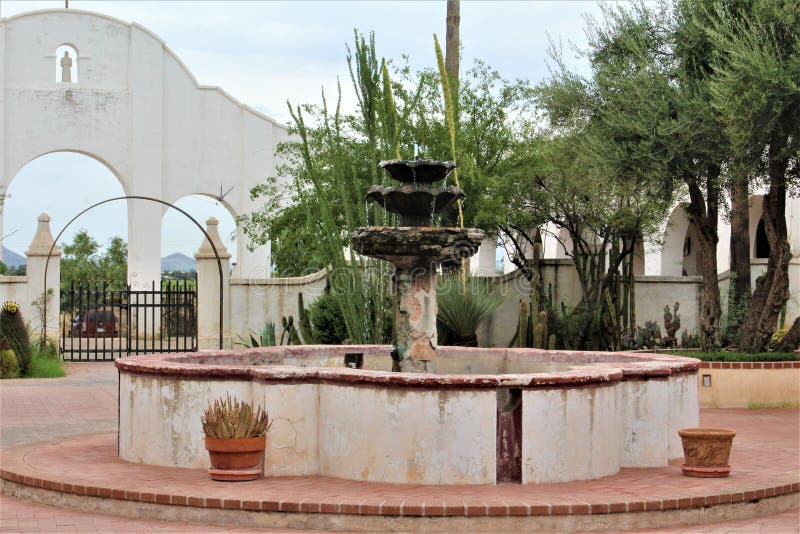 Scenic view of Mission San Xavier del Bac, located in Tucson, Arizona, United States. Scenic view of Mission San Xavier del Bac, located in Tucson, Arizona, United States.