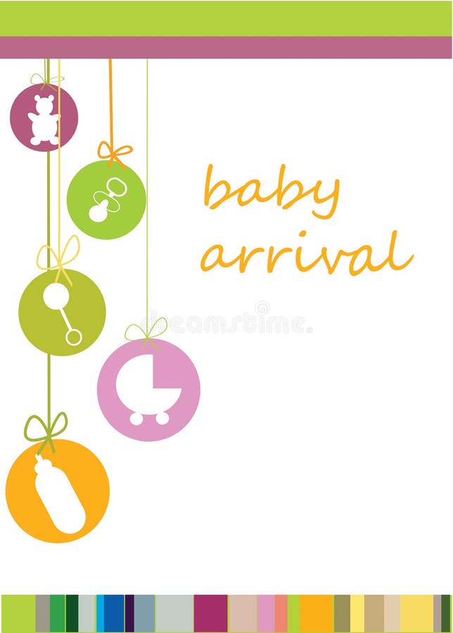 Colored Baby arrival announcement card. Colored Baby arrival announcement card