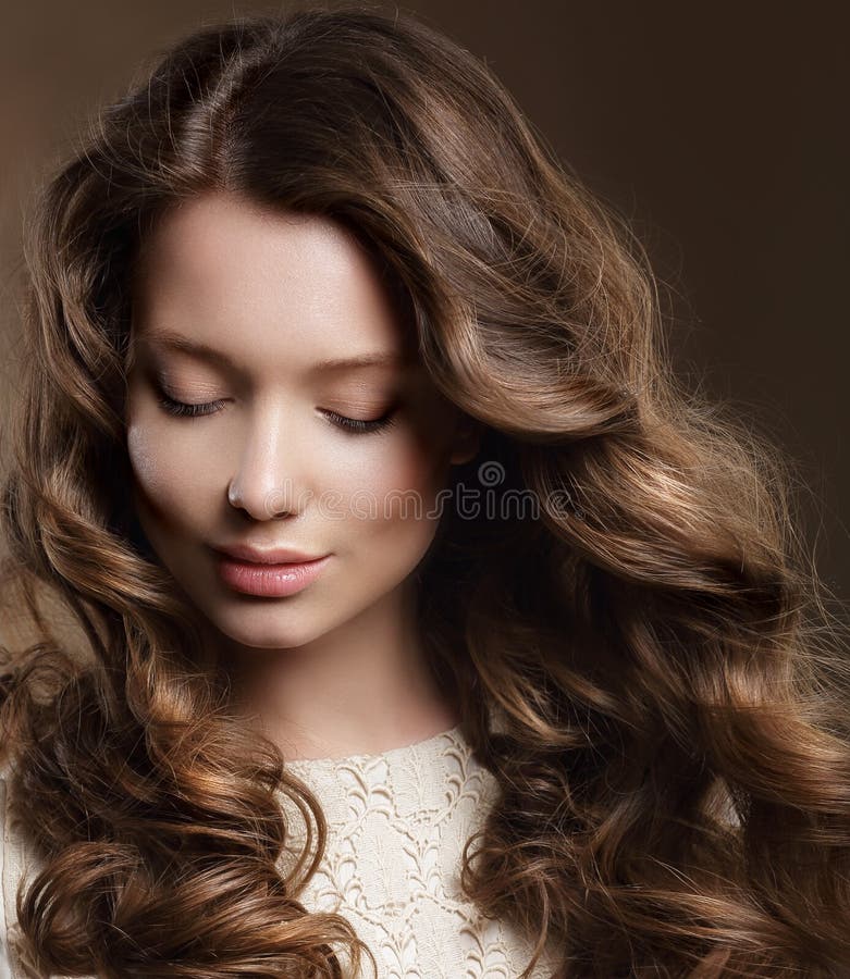 Young Female with Brown Hair in Reverie. Young Female with Brown Hair in Reverie