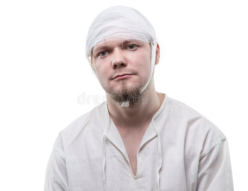 Молодой человек с перевязанной головой Стоковое Изображение ...