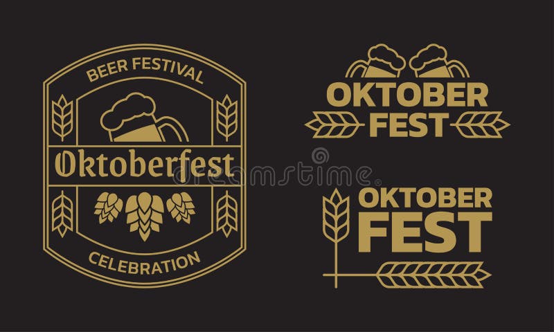 Oktoberfest vintage logo, label or badge set. Beer fest banner or poster design template. Geman October festival emblem. vector illustration