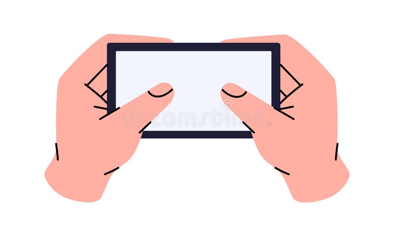 мобильный телефон. мобильный телефон в руке. касание. концепция мобильных игр. смартфон с иллюстрация вектора