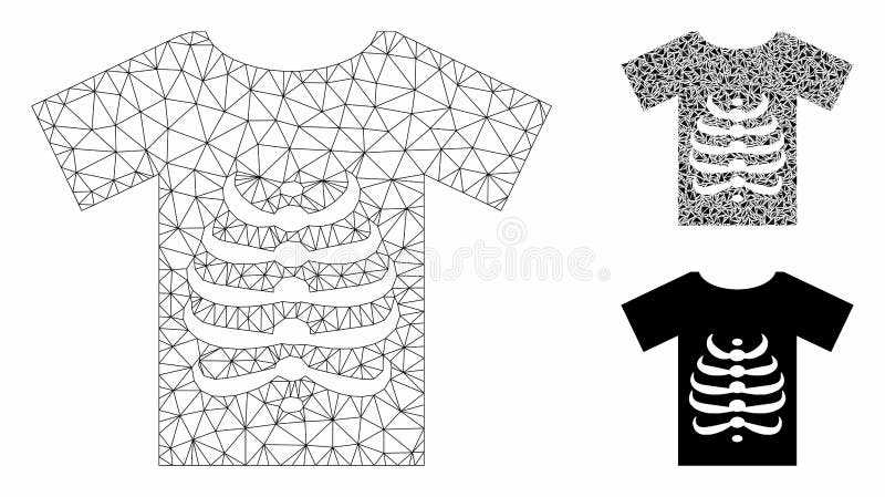 Модель T-Shirt Vector Mesh Carcass модели Skeleton T-Shirt и Мозаичный значок треугольника иллюстрация штока