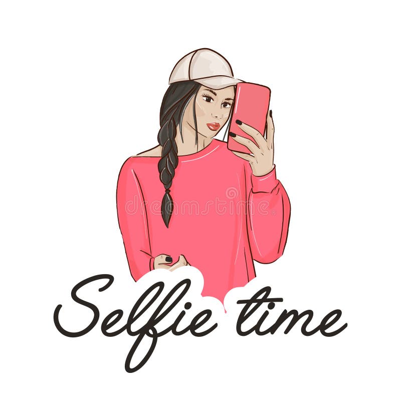 Молодая женщина делая selfie Вскользь девушка образа жизни при камера делая фото Милый дизайн характера города Простое современно иллюстрация штока Молодая женщина делая selfie Вскользь девушка образа жизни при камера делая фото Милый дизайн характера города Простое современно иллюстрация штока