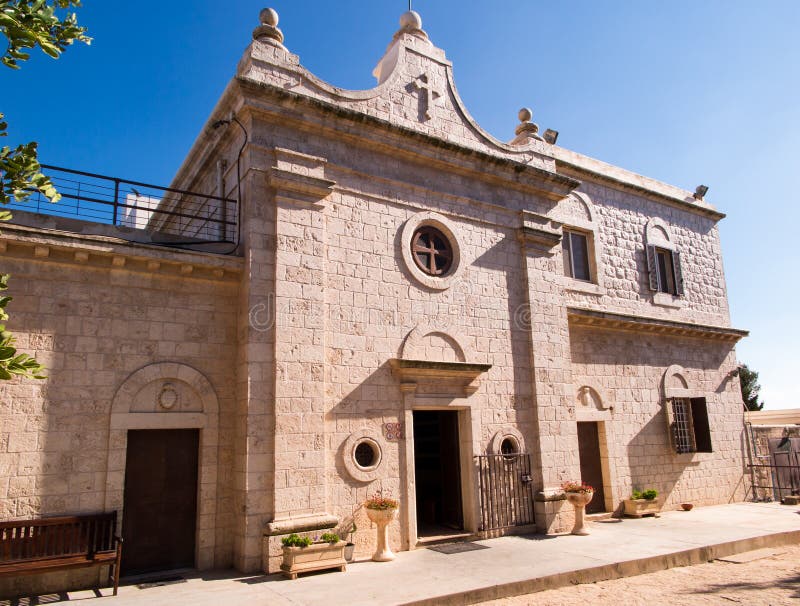 Muhraqa monastery on Mount Carmel in Israel in the place of the prophet Elijah fight with the prophets Boal. Muhraqa monastery on Mount Carmel in Israel in the place of the prophet Elijah fight with the prophets Boal