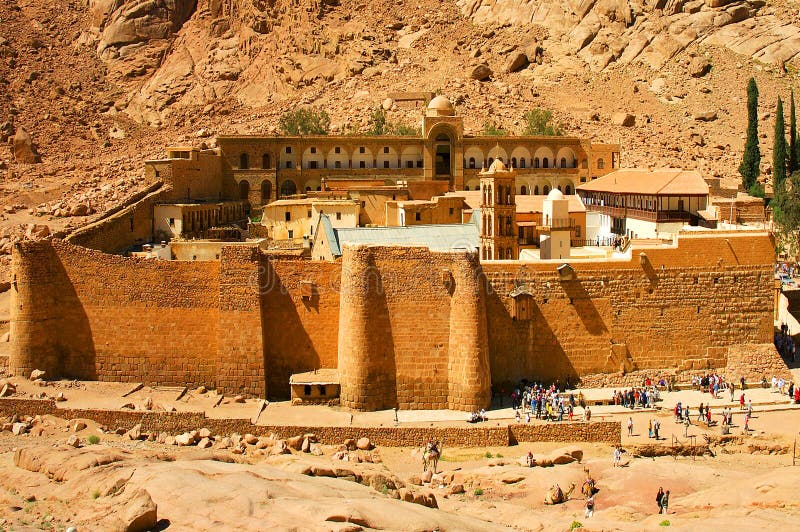 Saint Catherine`s Monastery Sacred Monastery of the God Trodden Mount Sinai at the mouth of a gorge at the foot of Mount Sinai,. Saint Catherine`s Monastery Sacred Monastery of the God Trodden Mount Sinai at the mouth of a gorge at the foot of Mount Sinai,