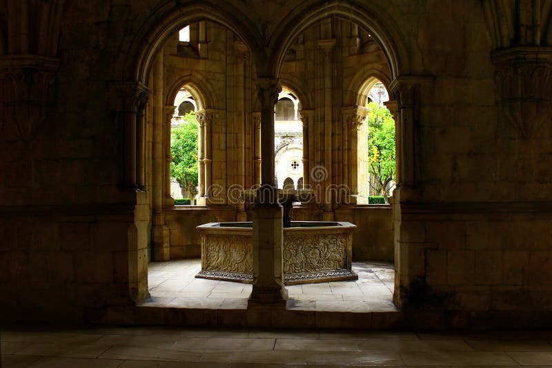 Alcobaca Monastery cloister at Alcobaca, Portugal. Alcobaca Monastery cloister at Alcobaca, Portugal