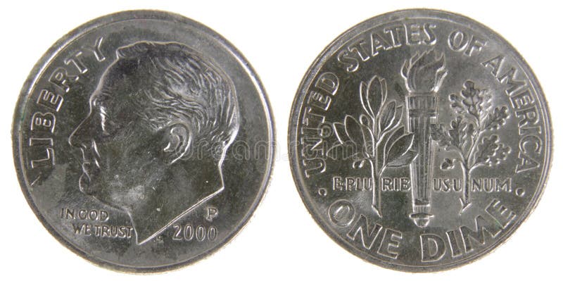 Both sides of a (2000) US dime, isolated on a white background. Both sides of a (2000) US dime, isolated on a white background.