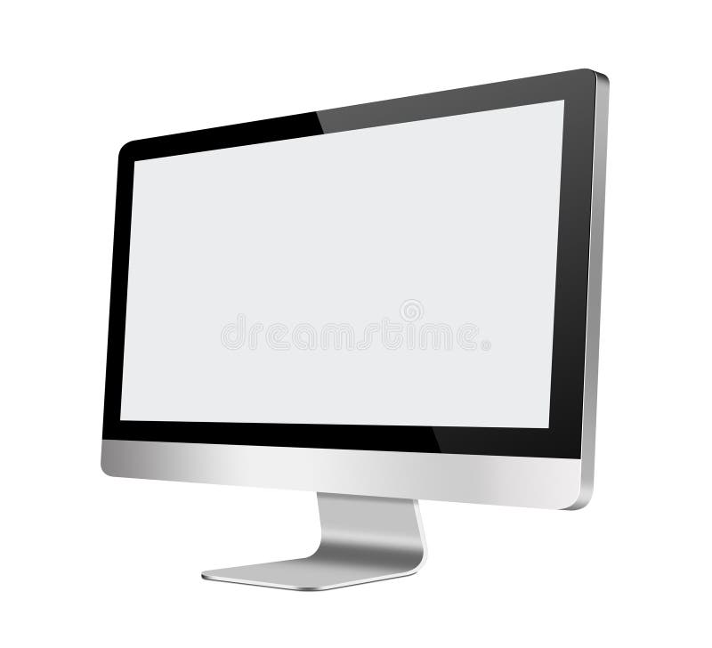 Монитор компьютера LCD с пустым экраном на белизне бесплатная иллюстрация