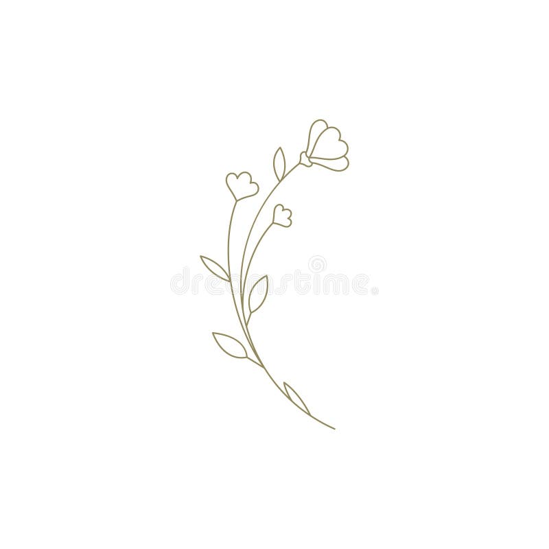 монохромный органический цветок wildflower lineart декоративный элемент для простого логотипа дизайн вектор иллюстрация штока