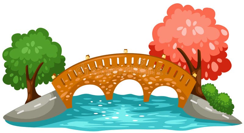 Illustration of isolated cartoon bridge on white background. Illustration of isolated cartoon bridge on white background