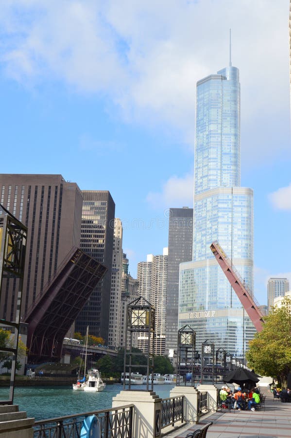 This is a picture of the Columbus Avenue Bridge in the up position over the Chicago River. This picture was taken on October 1, 2014. This is a picture of the Columbus Avenue Bridge in the up position over the Chicago River. This picture was taken on October 1, 2014.