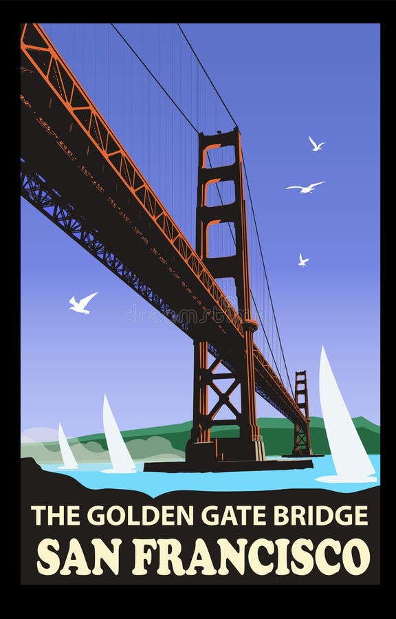 The golden gate bridge, San Francisco - vector illustration. The golden gate bridge, San Francisco - vector illustration