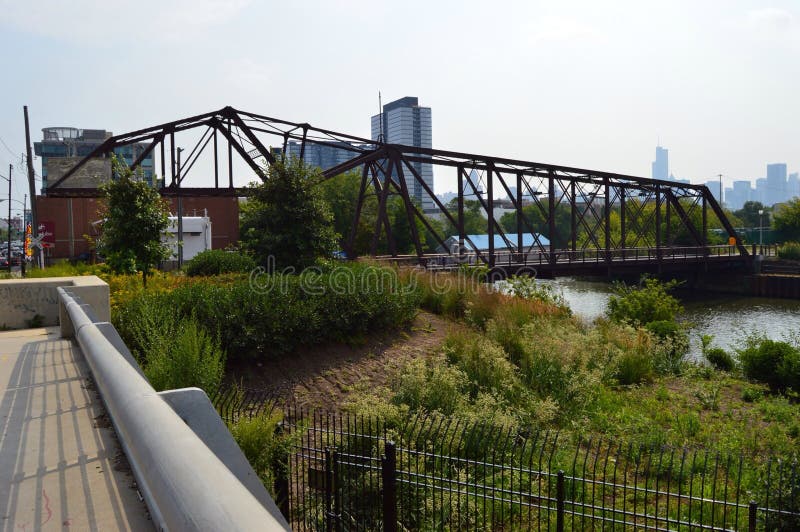 This is a picture of a swing bridge over the Chicago River near North Avenue in Chicago, Illinois. This picture was taken in July og 2014. This is a picture of a swing bridge over the Chicago River near North Avenue in Chicago, Illinois. This picture was taken in July og 2014.