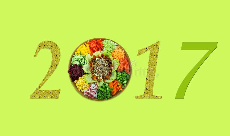 Мотив рождества с свежим витамином 2017 салата, здоровое lifestyl стоковые изображения rf Мотив рождества с свежим витамином 2017 салата, здоровое lifestyl стоковые изображения rf