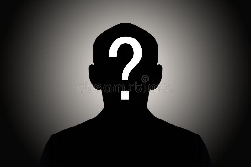 Silhouette male on gradient background with white question mark, concept. Silhouette male on gradient background with white question mark, concept