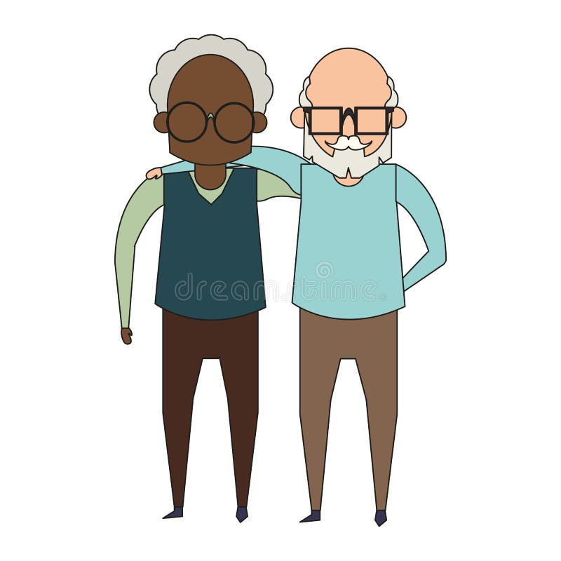 Grandparents seniors old retirement grandfathers friends cartoon vector illustration graphic design. Grandparents seniors old retirement grandfathers friends cartoon vector illustration graphic design