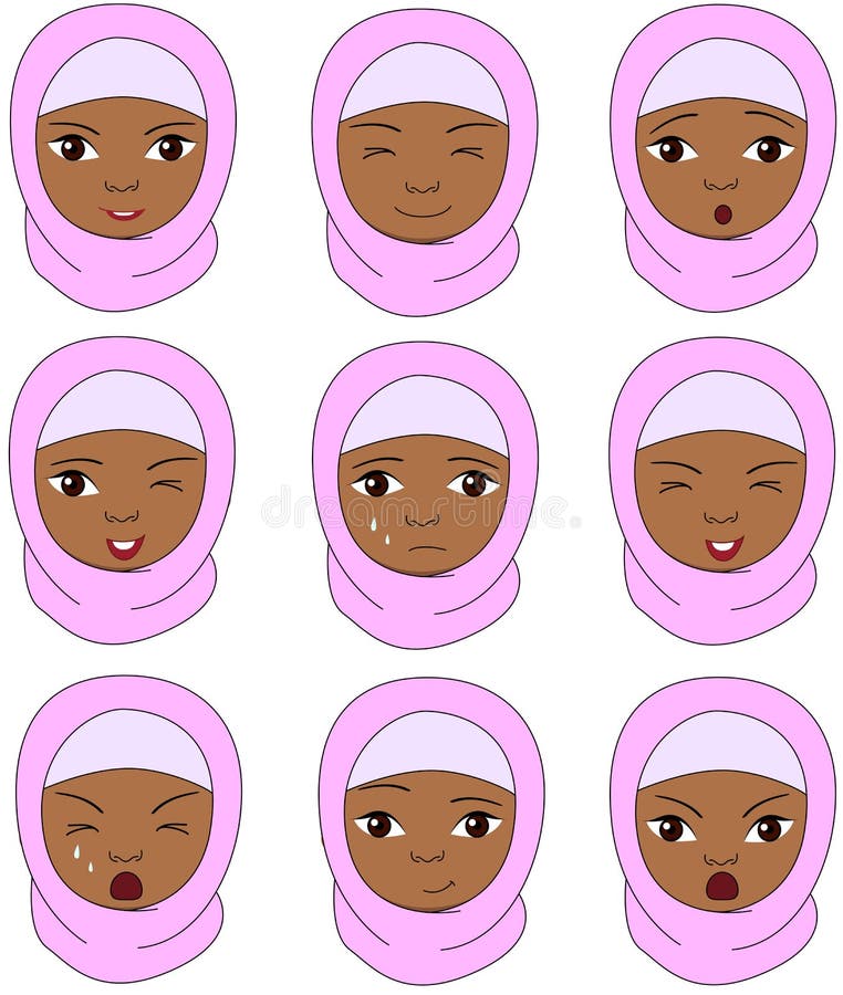 Мусульманская девушка в эмоциях burqa: утеха, сюрприз, страх, тоскливость, s бесплатная иллюстрация Мусульманская девушка в эмоциях burqa: утеха, сюрприз, страх, тоскливость, s бесплатная иллюстрация