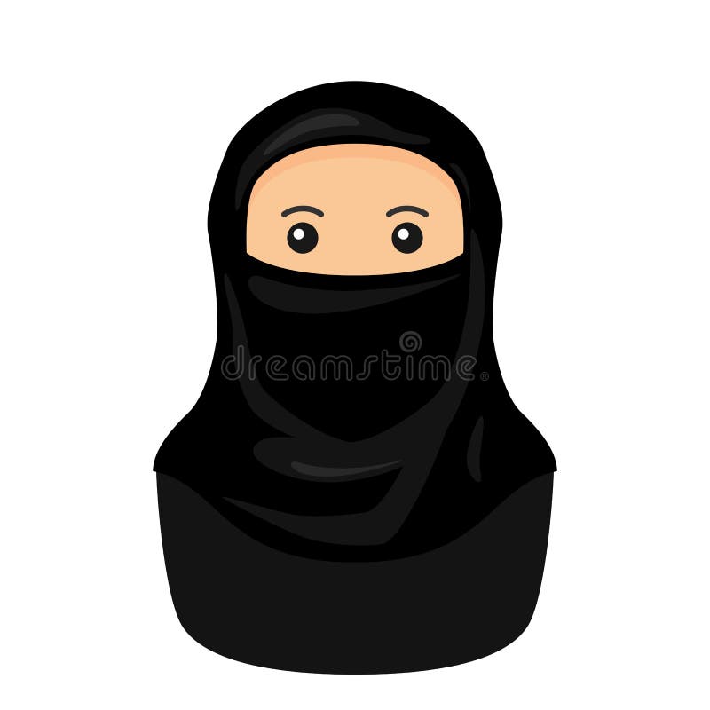 Мусульманская женщина с значком воплощения Niqab плоским иллюстрация вектора