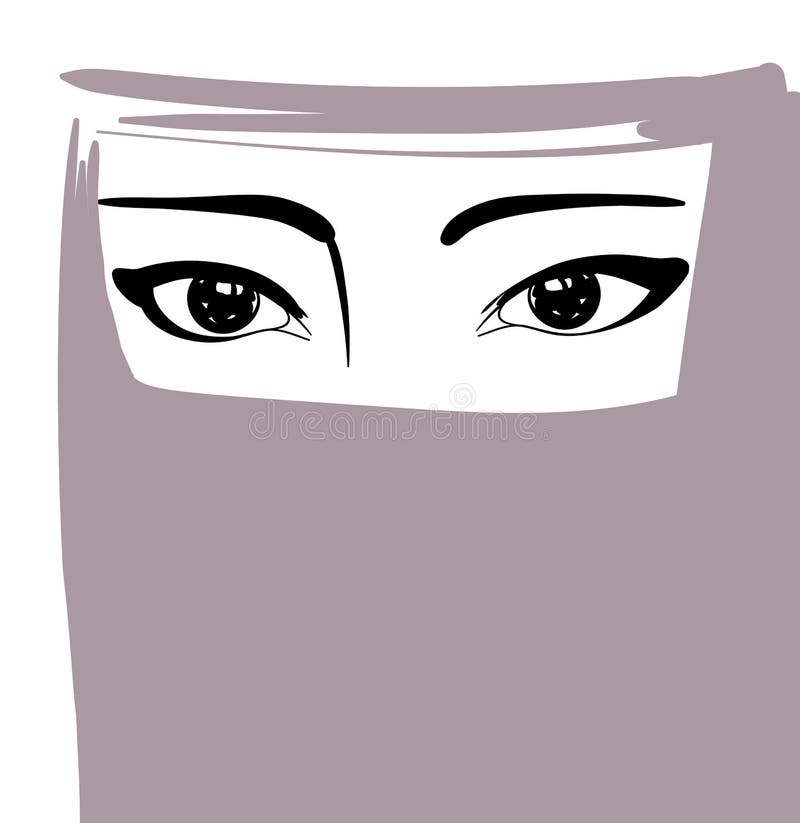 Мусульманская женщина в niqab, аравийском портрете девушки, иллюстрации вектора иллюстрация вектора Мусульманская женщина в niqab, аравийском портрете девушки, иллюстрации вектора иллюстрация вектора
