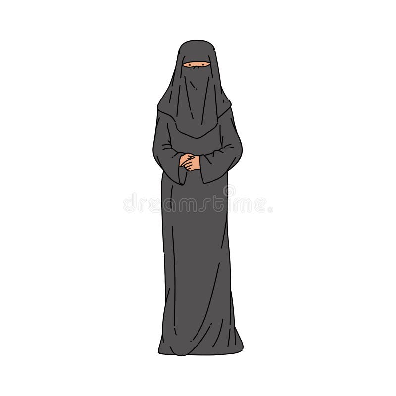 Мусульманская женщина в черной иллюстрации вектора платья и hijab или burqa изолировала иллюстрация штока Мусульманская женщина в черной иллюстрации вектора платья и hijab или burqa изолировала иллюстрация штока