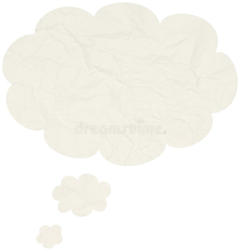 Crumpled comic thought bubble isolated in white. Crumpled comic thought bubble isolated in white