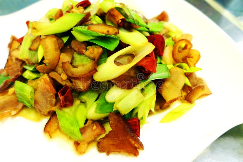 Мясо & лук-порей фрая stir стиля Szechuan китайца стоковое фото Мясо & лук-порей фрая stir стиля Szechuan китайца стоковое фото