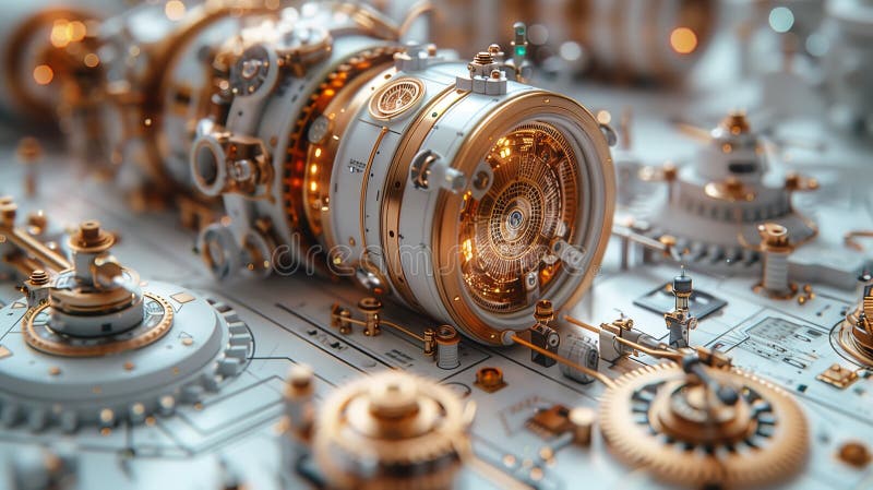 A close up of a mechanical device made of metal, wood and auto parts on a table. It resembles a small machine with intricate engineering details 2 AI generated. A close up of a mechanical device made of metal, wood and auto parts on a table. It resembles a small machine with intricate engineering details 2 AI generated