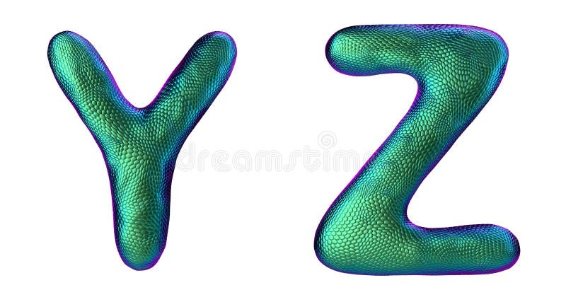 Набор y письма, z сделал реалистического 3d представляет естественную текстуру кожи зеленой змейки бесплатная иллюстрация