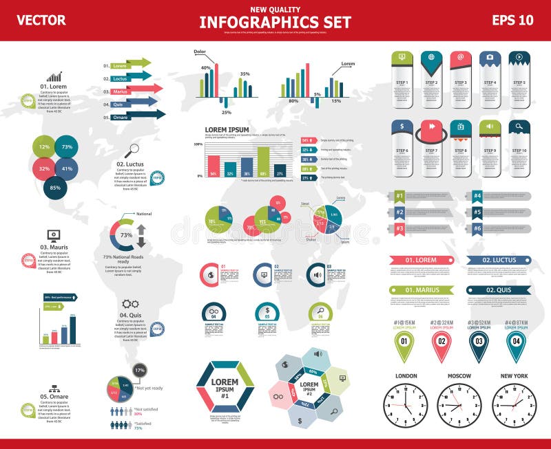 Набор вектора Infographic мега Богатое собрание элементов для представления маркетинга, бизнес-отчетов, визуализирования данных, иллюстрация штока Набор вектора Infographic мега Богатое собрание элементов для представления маркетинга, бизнес-отчетов, визуализирования данных, иллюстрация штока