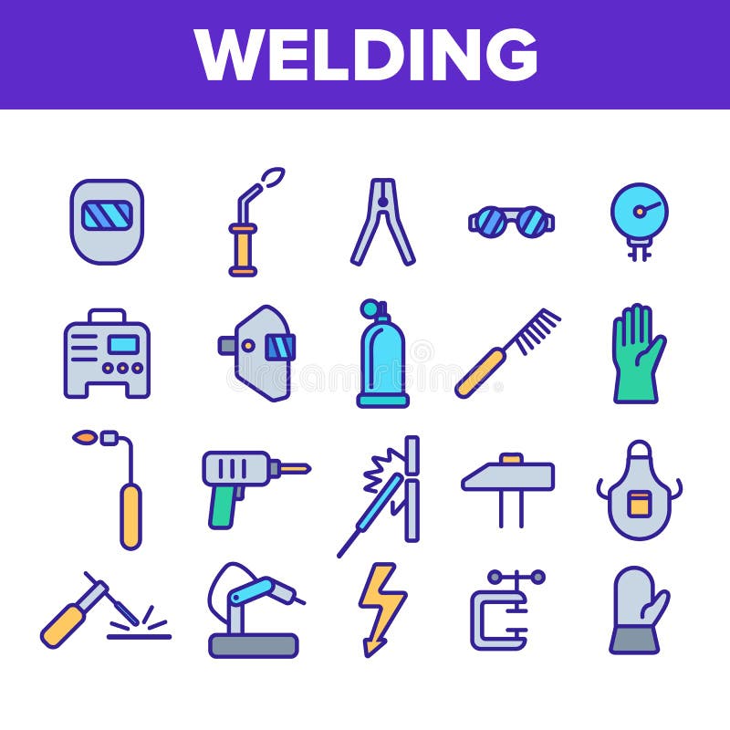 Welding Equipment Linear Icons Vector Set. Construction, Welding, Brazing Tools, Stuff Thin Line Icons Collection. Welders Instruments, Protective Gear. Manufacturing Isolated Outline Symbols. Welding Equipment Linear Icons Vector Set. Construction, Welding, Brazing Tools, Stuff Thin Line Icons Collection. Welders Instruments, Protective Gear. Manufacturing Isolated Outline Symbols