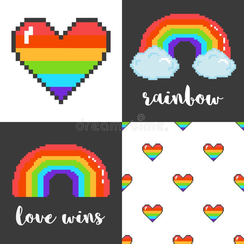 Набор вектора 4 8 сдержанных плакатов искусства LGBT пиксела иллюстрация вектора Набор вектора 4 8 сдержанных плакатов искусства LGBT пиксела иллюстрация вектора